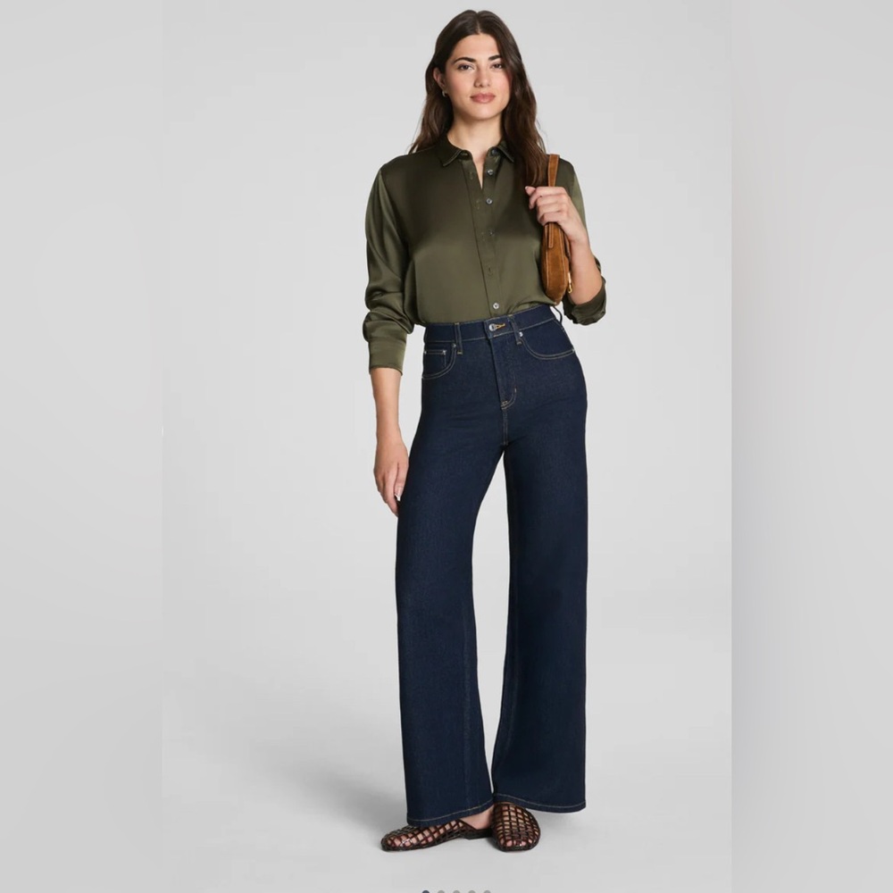 SPANX Indigo Wide Leg Pull On Women's Jeans Medium